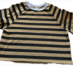 Wishlist Tee Shirt, Size L, burnt yellow and black striped